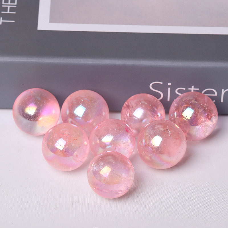 0.25kg Aura Rose Quartz Crystal Sphere 15mm Healing Orb