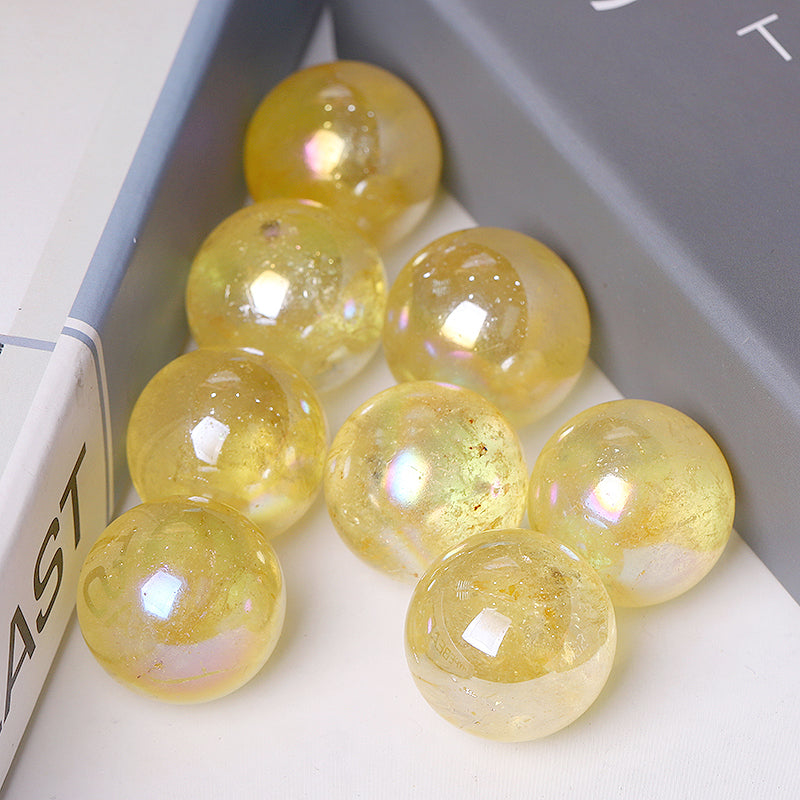 0.25kg Aura Yellow Angel Crystal Sphere 20mm