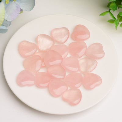 Cristal de cœur en quartz rose de 0,8 pouce pour la guérison et l'amour
