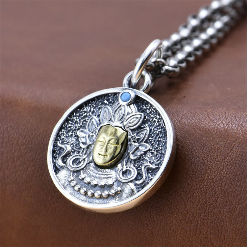 925 Sterling Silver Green Tara Double Dorje Vajra Spiritual Necklace