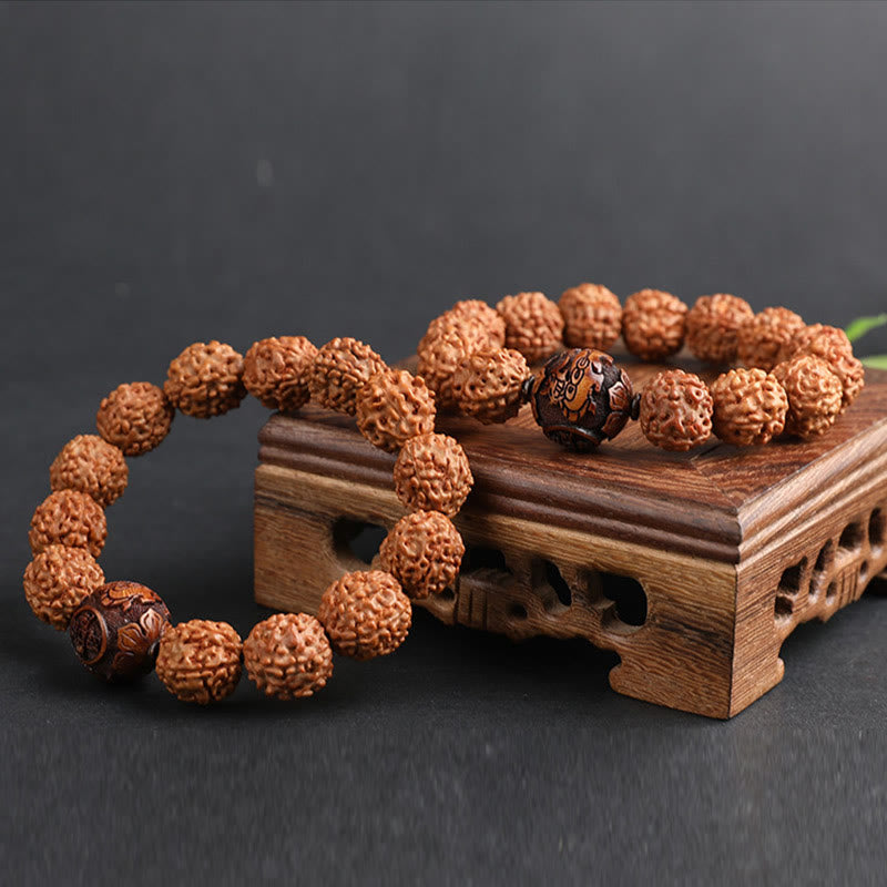 Unisex Pixiu Wealth Luck Bracelet with Rudraksha Bodhi Seed