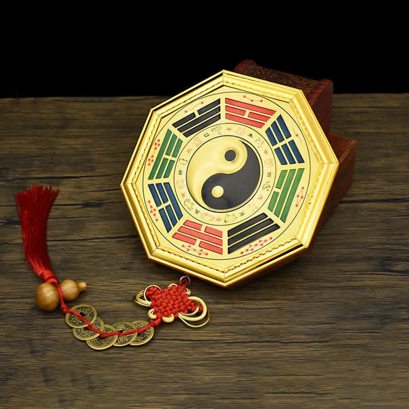 Bagua Map Feng Shui Balance Energy with Five Emperor Coins 17.5cm