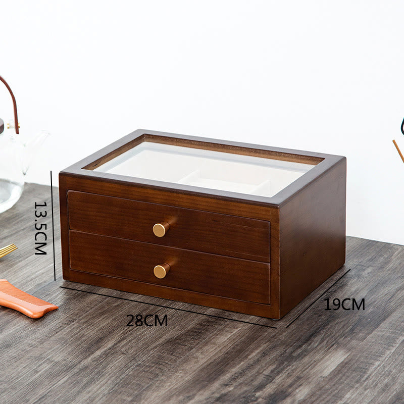 Three Layers Solid Wood Jewelry Box with Drawer | Spiritual Storage