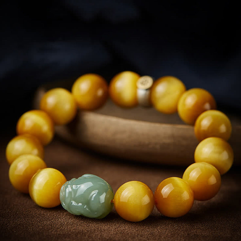 14mm Tiger Eye Pixiu Jade Protection Bracelet
