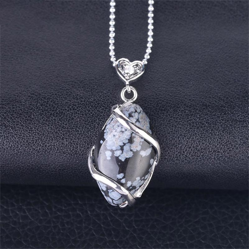 Amethyst Necklace with Natural Marquise Crystal Pendant