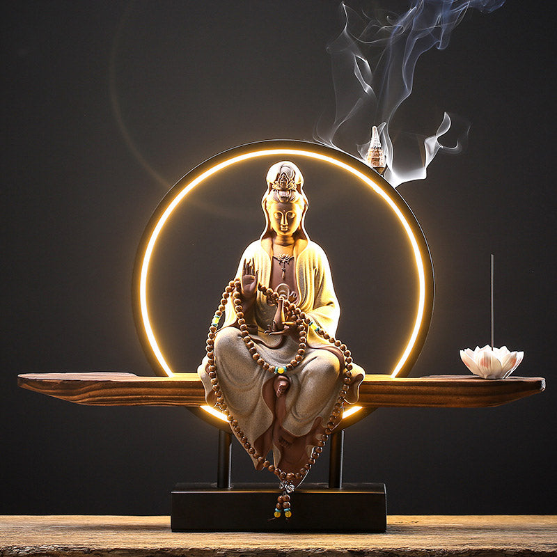 Ceramic Buddha Avalokitesvara Lotus Burners for Meditation