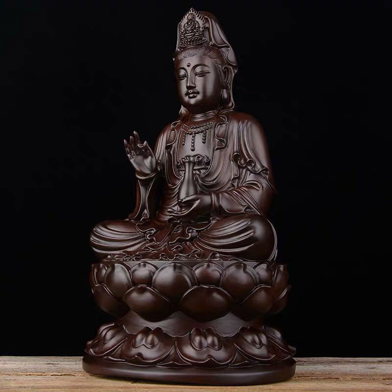 Ebony Avalokitesvara Lotus Decoration | Harmony & Blessing