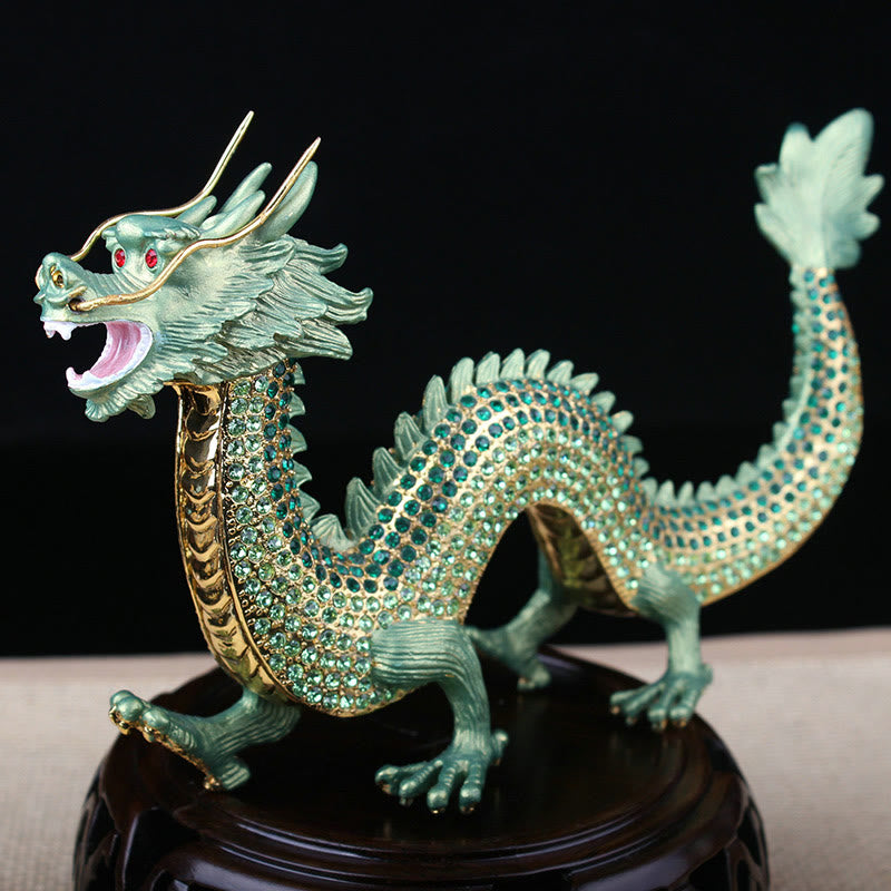 Handmade Chinese Dragon Statue Feng Shui Decor 22cm