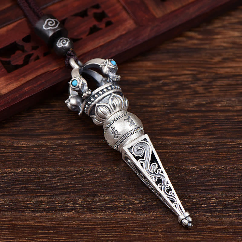 Copper Om Mani Padme Hum Necklace with Dorje Vajra Pendant