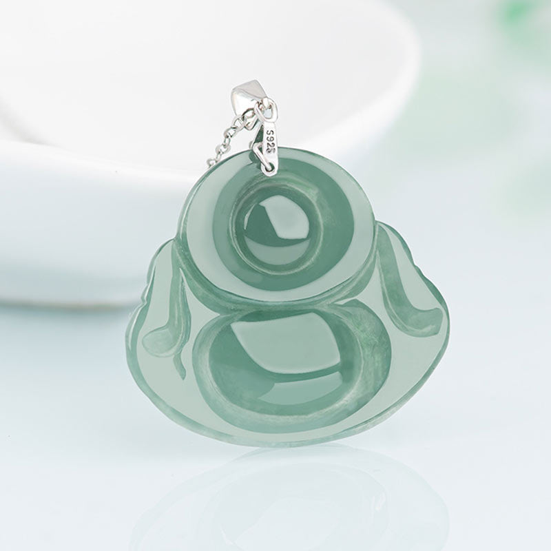 Jade Necklace Laughing Buddha Pendant | Protection & Calm