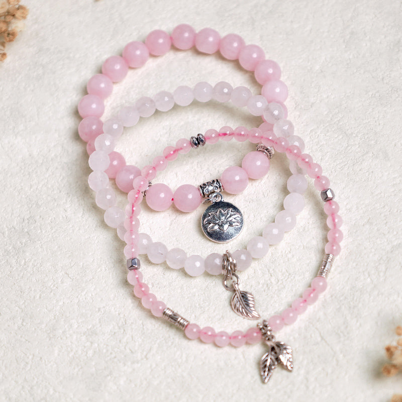 Amethyst Crystal Healing Bracelet with Lotus Symbol | 6-8mm Beads
