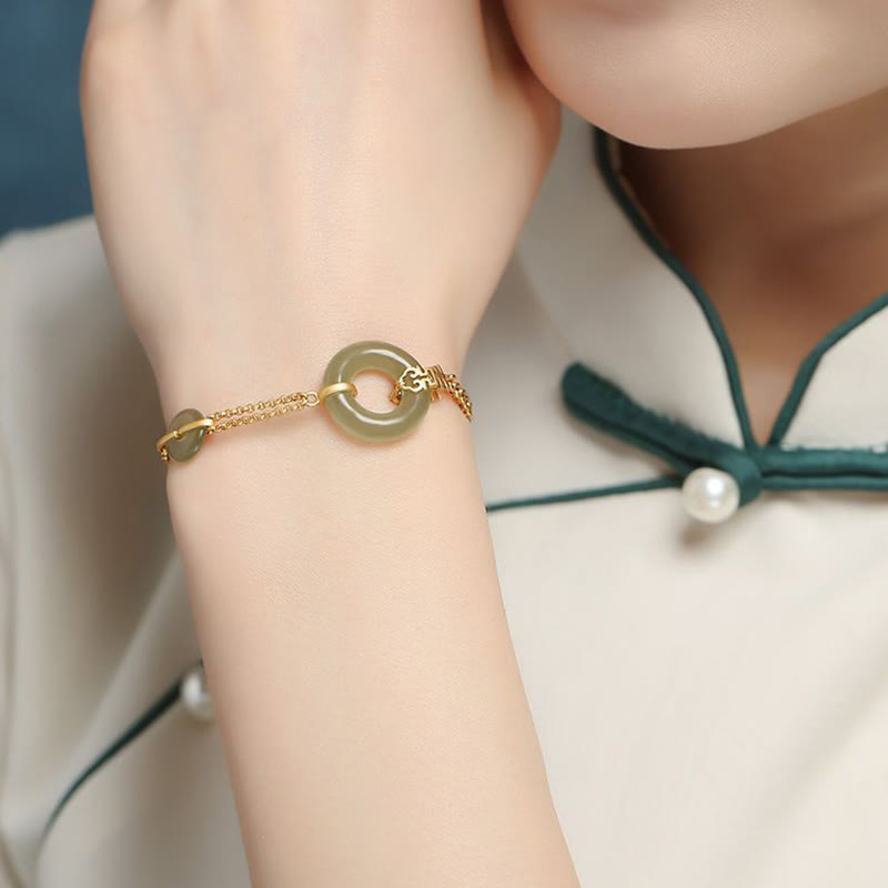 Jade Peace Buckle Bracelet for Prosperity & Harmony