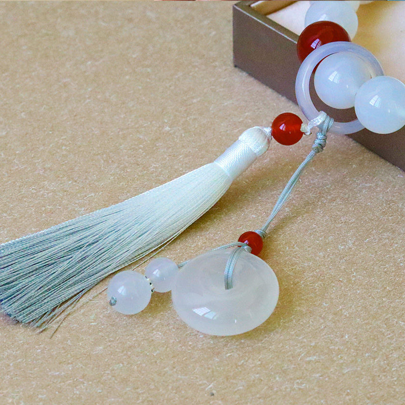 12mm & 14mm White Red Agate Luck Wrist Mala Bracelet
