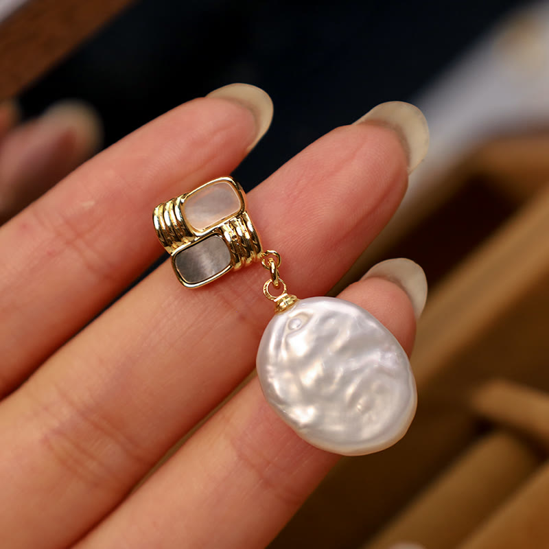 925 Sterling Silver Baroque Pearl Drop Earrings for Balance