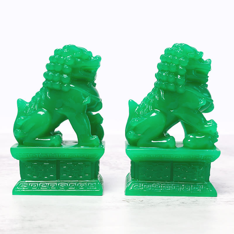 Fu Foo Dogs Pair Spiritual Statues Resin Feng Shui Guardians