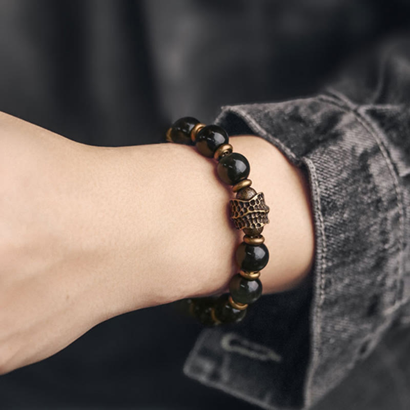 Rainbow Obsidian 10mm Healing Bracelet for Love & Balance