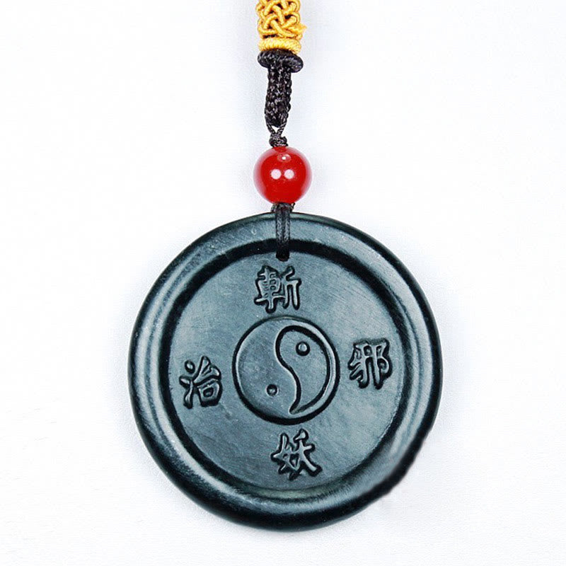 Cyan Jade Yin Yang Necklace for Success and Harmony