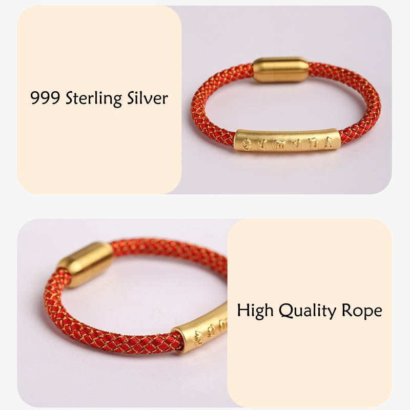 Sterling Silver Om Mani Padme Hum Protection Bracelet