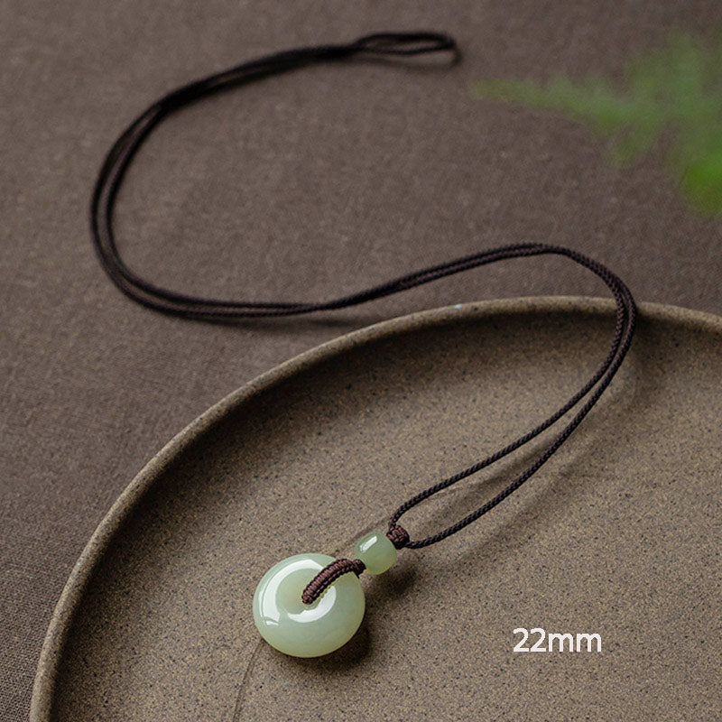 Natural Round Jade Necklace for Prosperity and Luck