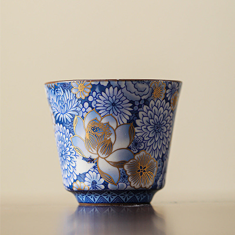 Ceramic Lotus Chrysanthemum Tea Cup Set with Teapot 140ml