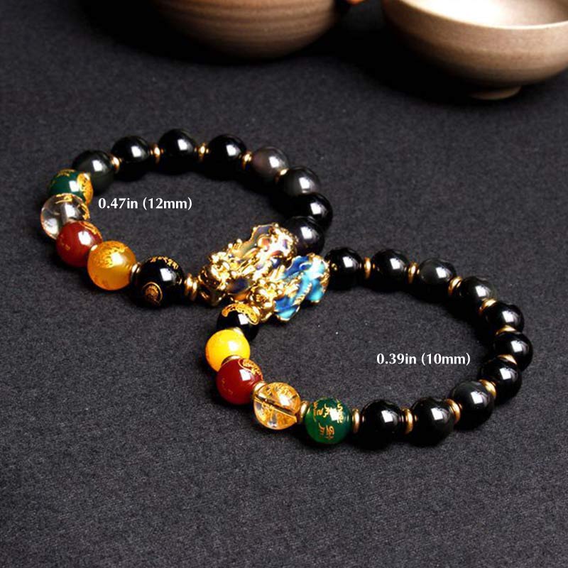 10mm Obsidian Pixiu Wealth Bracelet Five Elements
