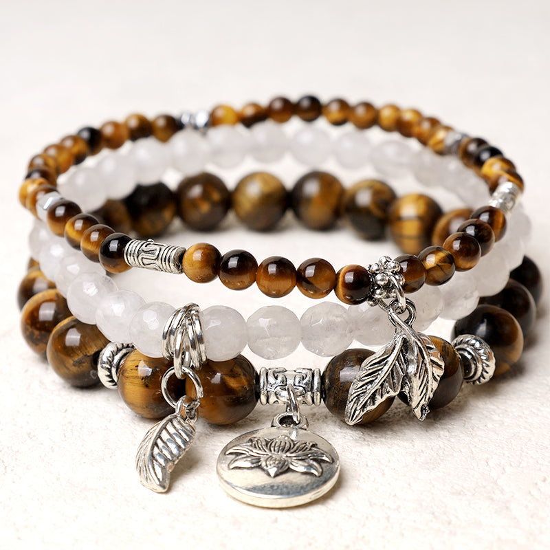 Amethyst Crystal Healing Bracelet with Lotus Symbol | 6-8mm Beads