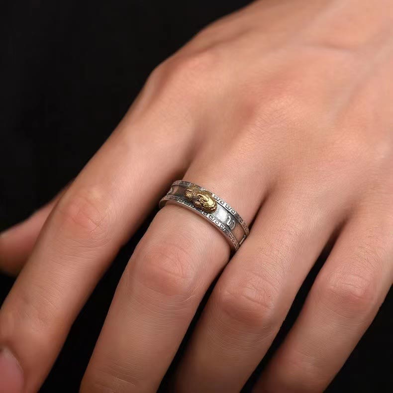 Pixiu Luck Wealth Couple Ring Gold 6.2mm Feng Shui