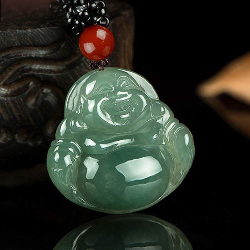 Laughing Buddha Jade Necklace Pendant | Abundance & Luck
