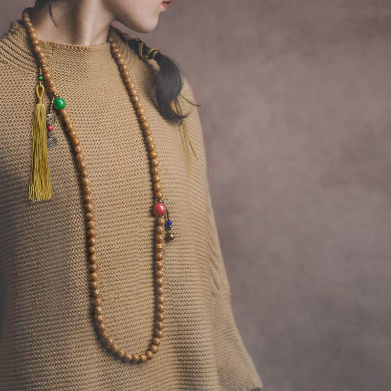 108 Bead Bodhi Seed Mala Bracelet for Wisdom & Peace