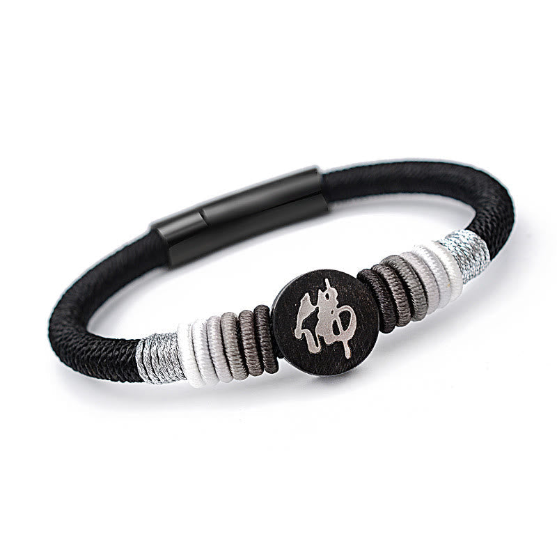 Handcrafted Ebony Buddha Bracelet with Red String | Protection