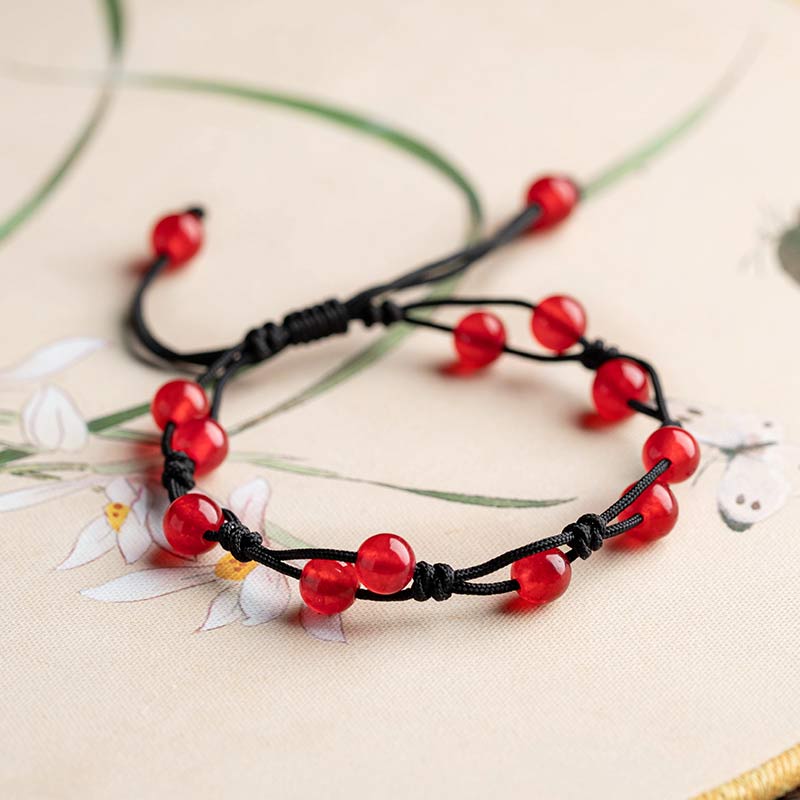 Calming Red Agate Moss Agate Cinnabar Bracelet