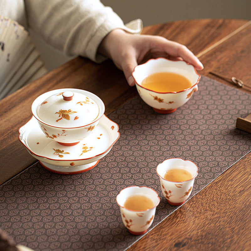 White Porcelain Gaiwan Set for Zen Decor & Tea Rituals
