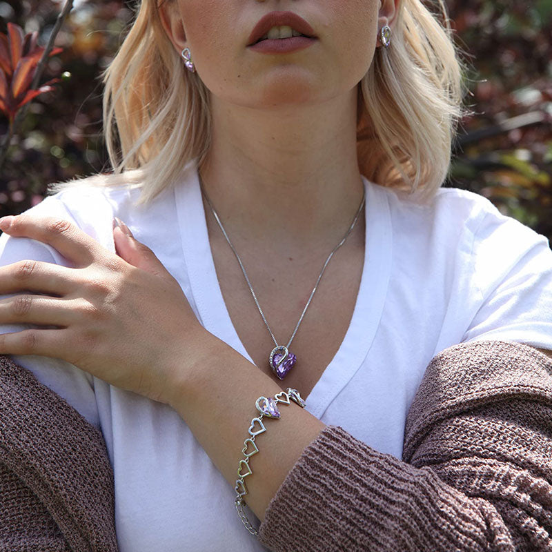 Love Heart Birthstone Healing Energy Necklace Pendant