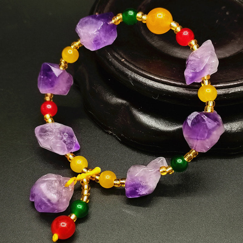 Amethyst Fortune Healing Bracelet with 15-20mm Crystals