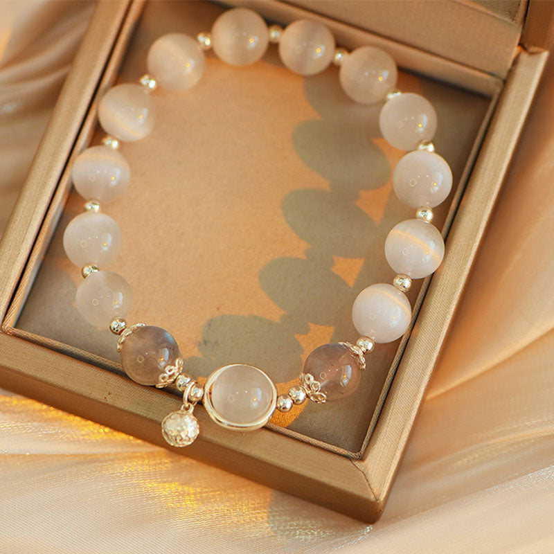 8mm Cat Eye Moonstone Love Bracelet for Support