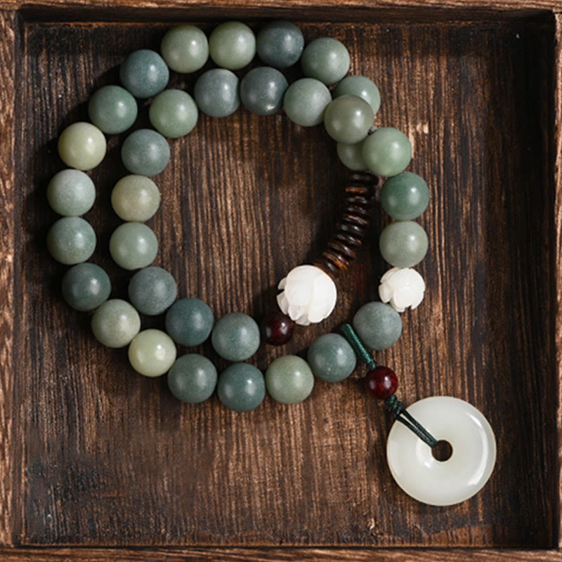 Cyan Bodhi Seed Jade Bracelet for Peace & Wisdom 10mm