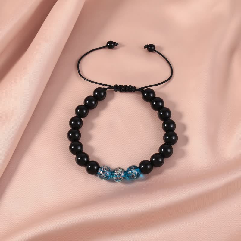 10mm Black Obsidian Strength Bracelet with Glowstone