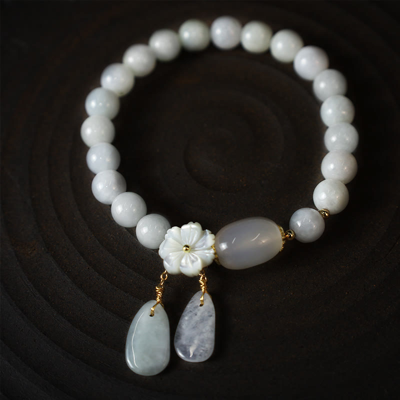 White Jade Luck & Protection Bracelet 7.5mm Beads