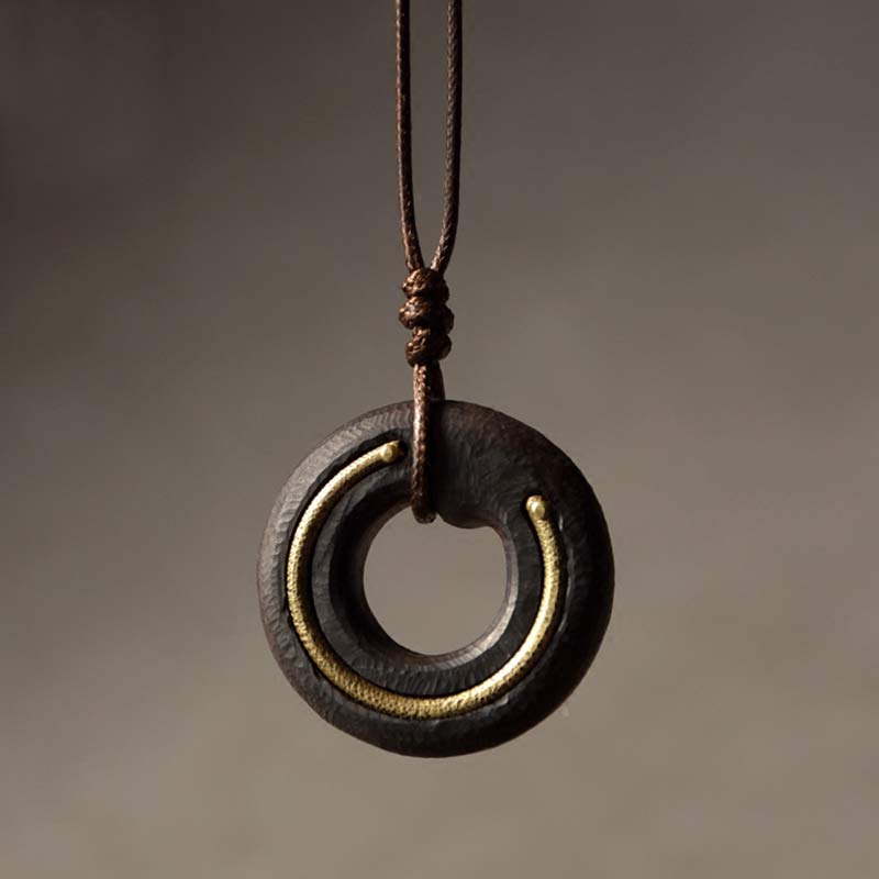 Ebony Wood Zen Circle Necklace | Peace and Calm Pendant