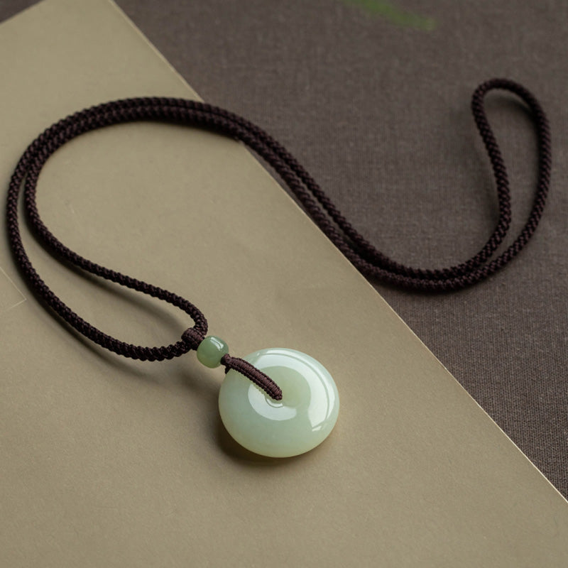 Natural Round Jade Necklace for Prosperity and Luck