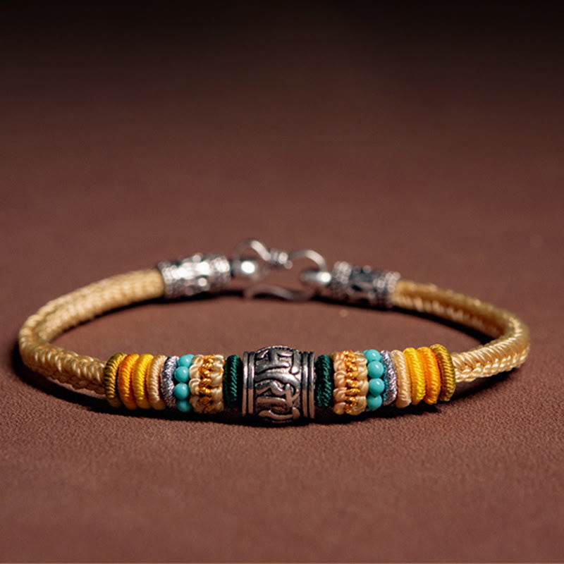 Om Mani Padme Hum Silver Bracelet | Tibetan Purity Braided