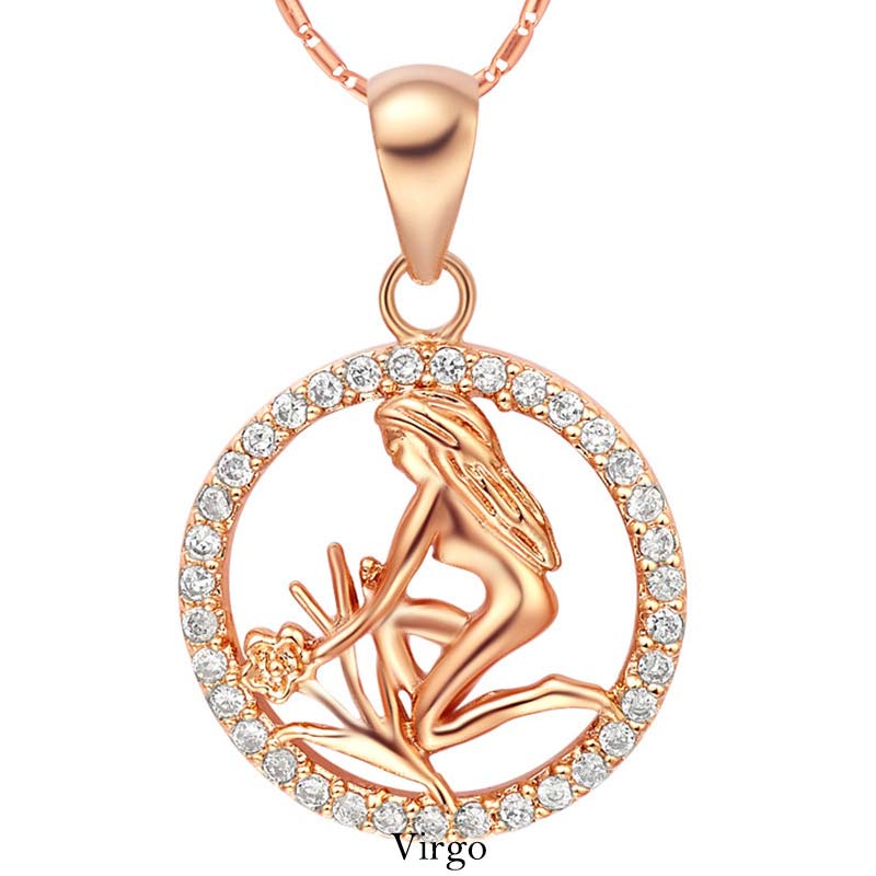 Collier en cuivre des 12 signes du zodiaque | Pendentif chance et guérison