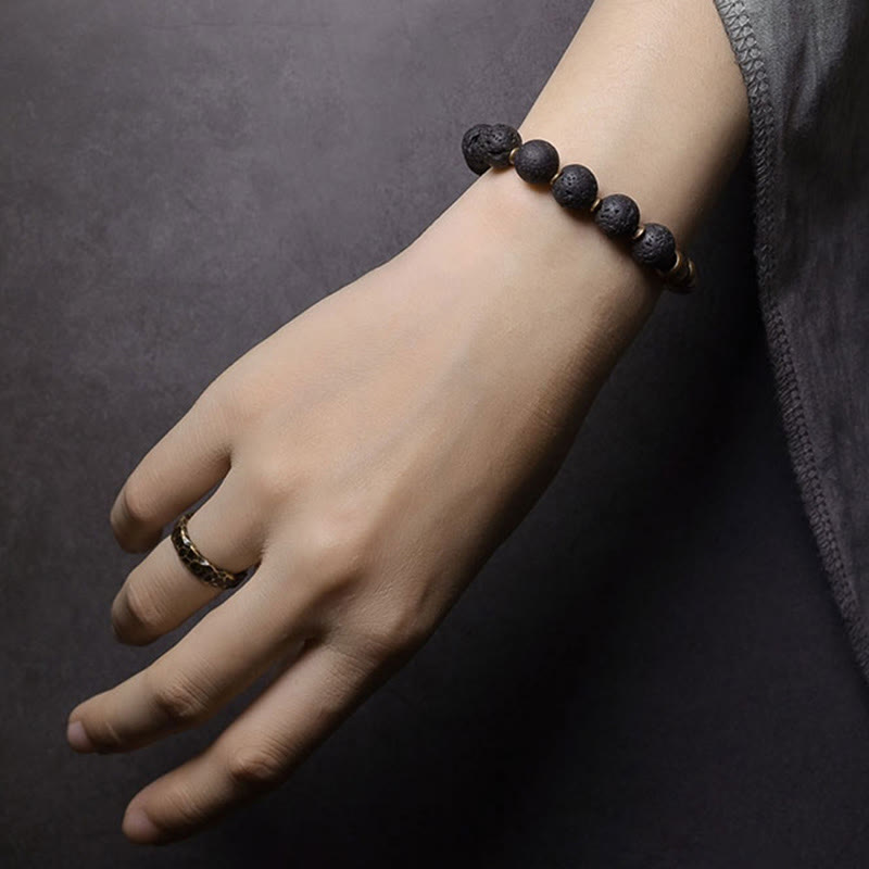 Rainbow Obsidian Copper Healing Bracelet | Lava Rock Energy