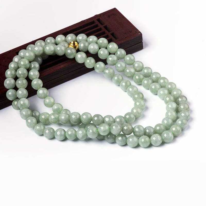 108 Beads 7mm Jade Luck Bracelet Mala for Prosperity