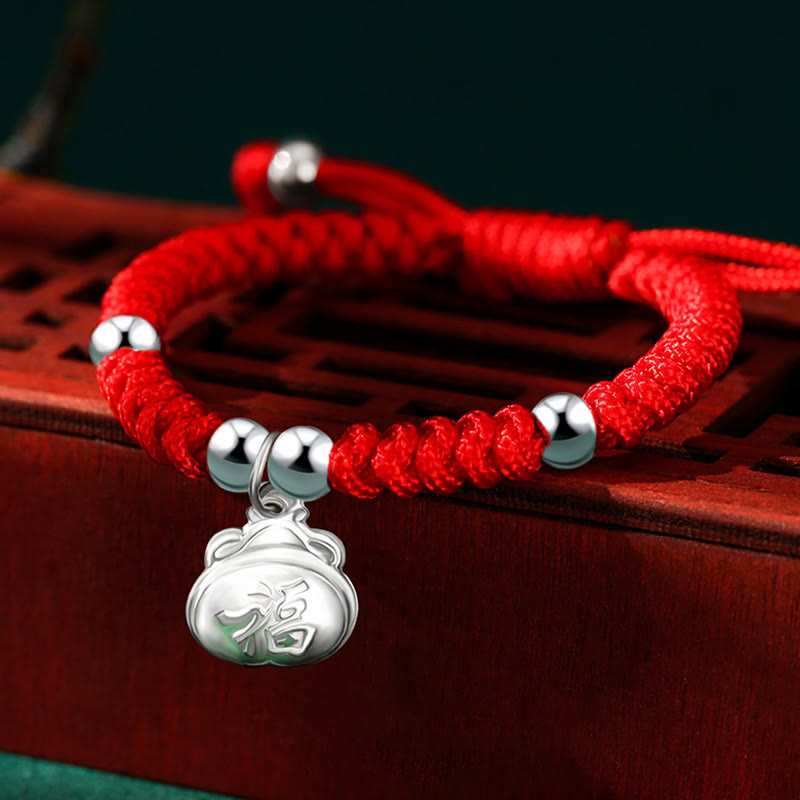 Kids Sterling Silver Spiritual Bracelet With Fu Character Charm