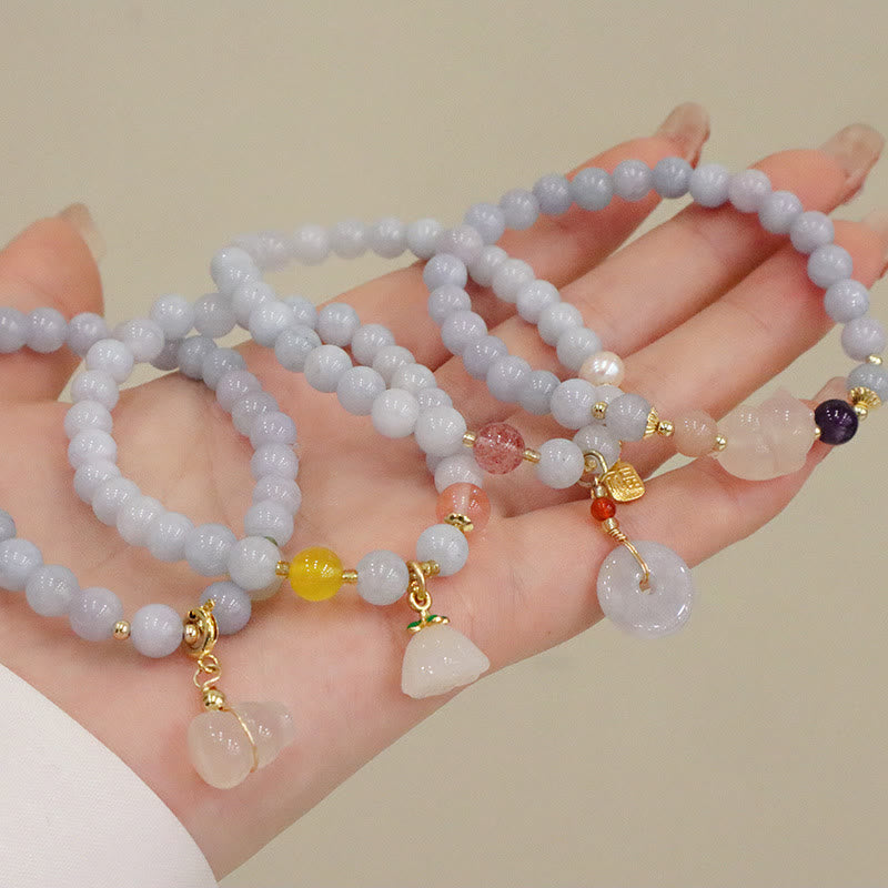 Aquamarine Chalcedony Serenity Charm Bracelet for Meditation