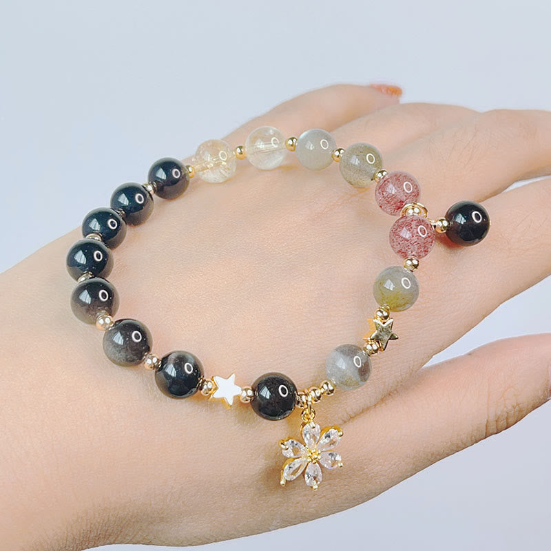 Silver Sheen Obsidian Love Heart Protection Bracelet