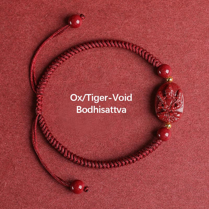 Unisex Cinnabar Chinese Zodiac Buddha Bracelet for Protection