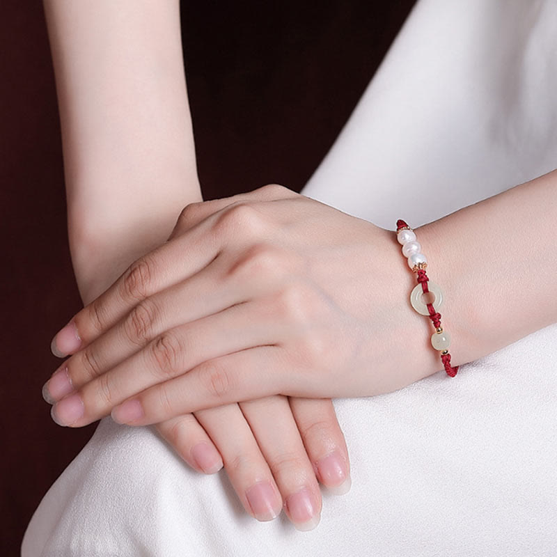 925 Sterling Silver Gold Plated Hetian Jade Peace Buckle Bracelet