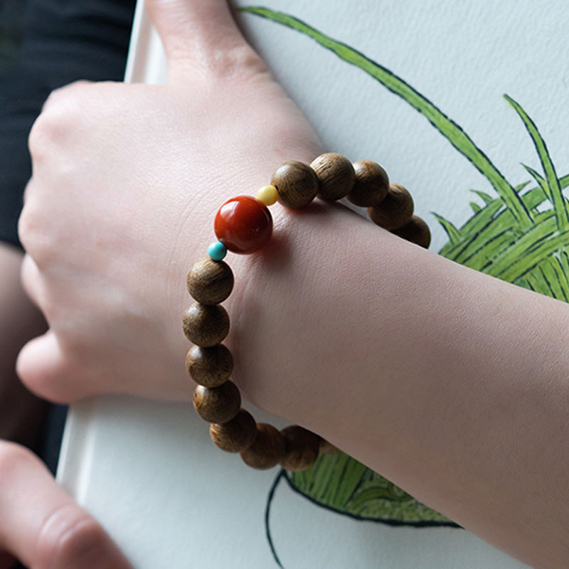 Agarwood Laughing Buddha Meditation Bracelet 10mm 12mm